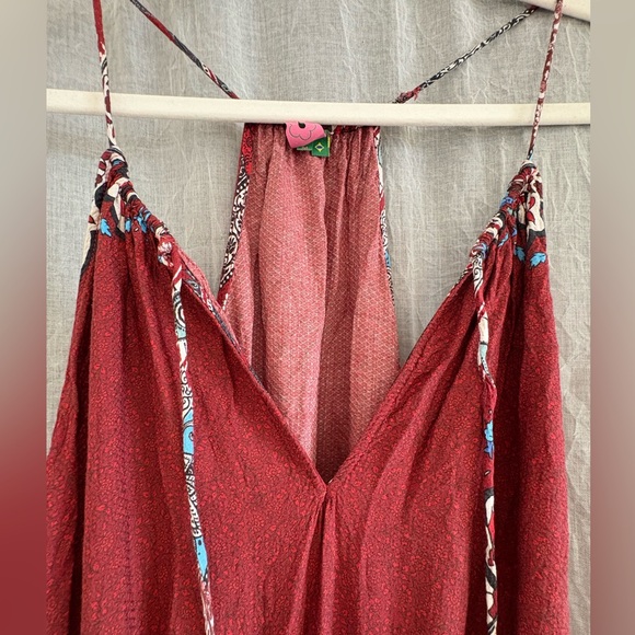 Farm Rio Red Blue Bohemian Drop Waist Maxi Dress size Medium - Picture 5 of 11
